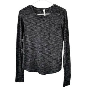 Lululemon On the Run Long Sleeve Top Shirt 6 Heathered Black Light Luon Thumb